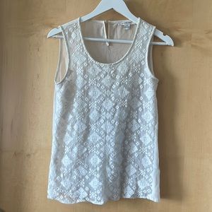 White Aztec Lace Tank Top Size XS